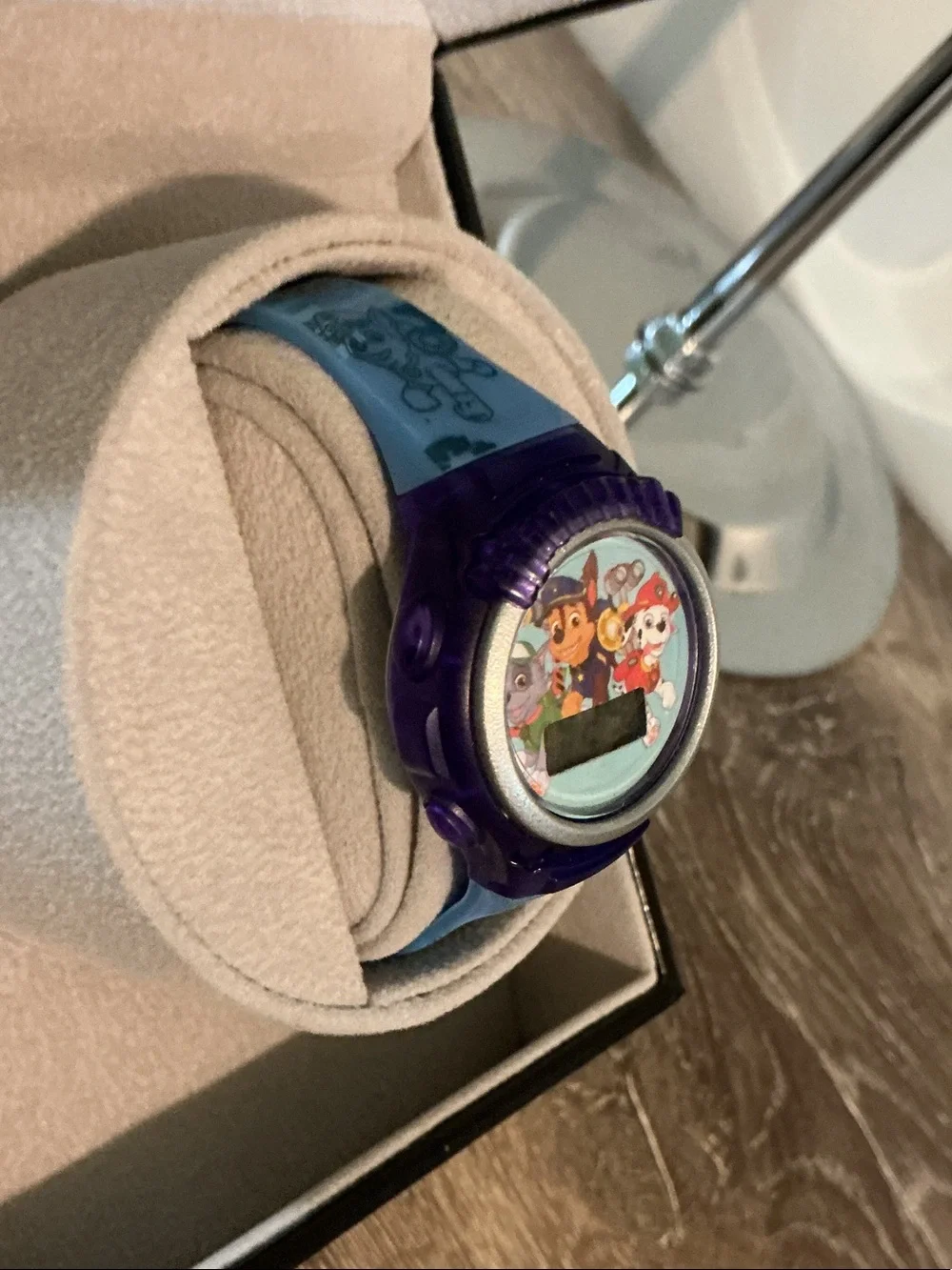 PAW PATROL Nickelodeon Kids Digital Watch - Purple and Light Blue Strap 7” Max